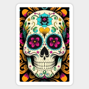 Dia De Los Muertos, Retro Sugar Skull Design Magnet